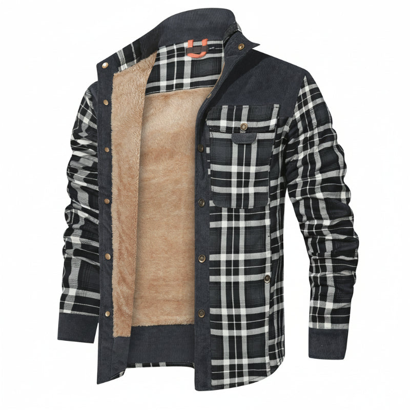 Sherpa-Lined Plaid Overshirt — colourway 15