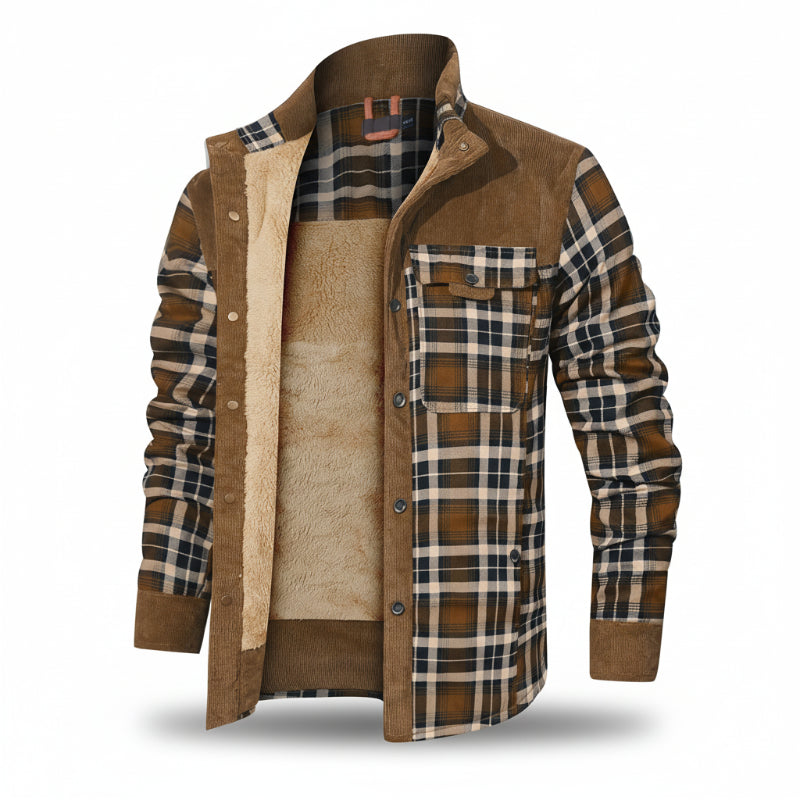 Sherpa-Lined Plaid Overshirt — colourway 12