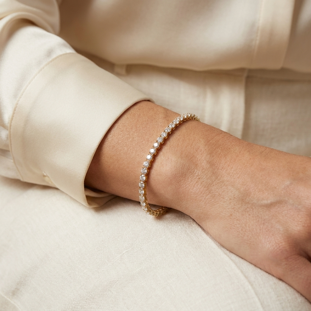 MONTE-CARLO Tennis Bracelet worn on the wrist
