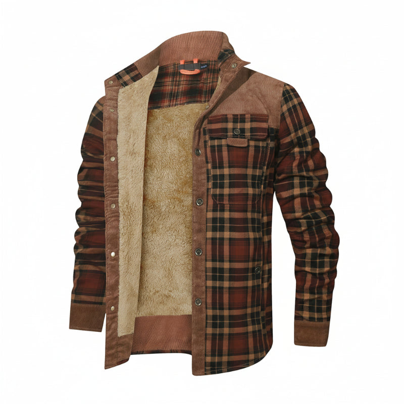 Sherpa-Lined Plaid Overshirt — colourway 13
