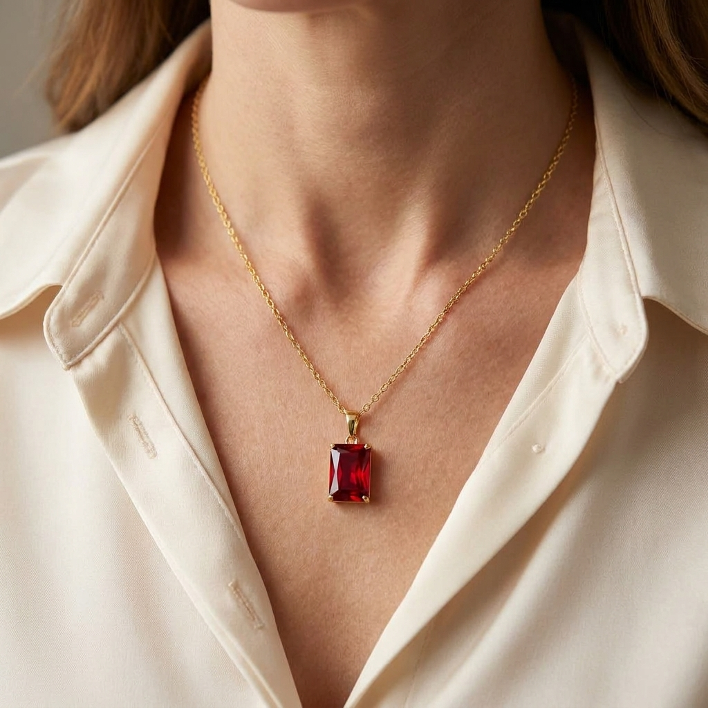 BIARRITZ Gemstone Necklace worn at the neckline