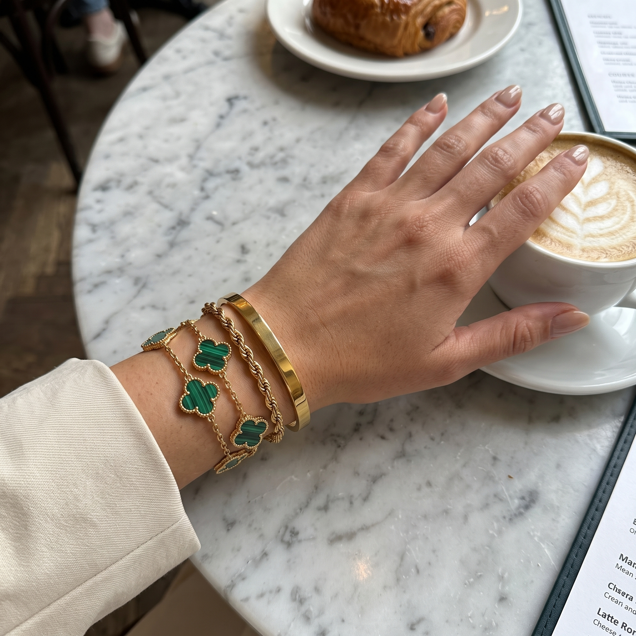 The Versailles Stack worn on the wrist — everyday customer-style photo